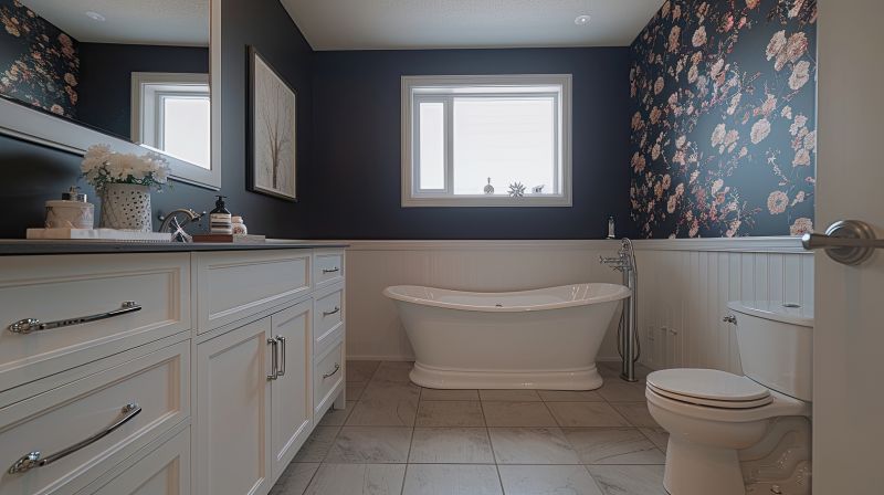 Freestanding Tub with Accent Wall